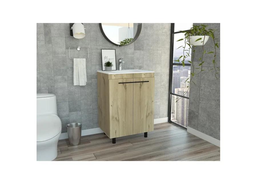 Sienna 2-Door Rectangle Freestanding Vanity Cabinet Light Oak