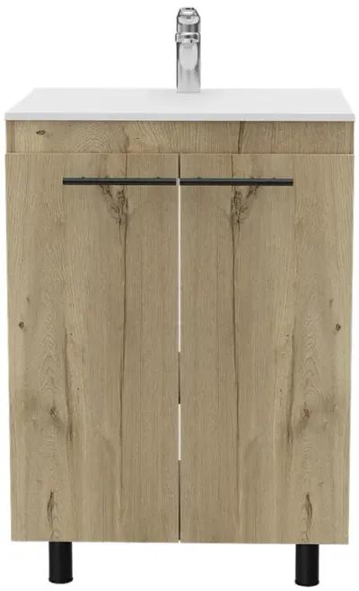 Sienna 2-Door Rectangle Freestanding Vanity Cabinet Light Oak