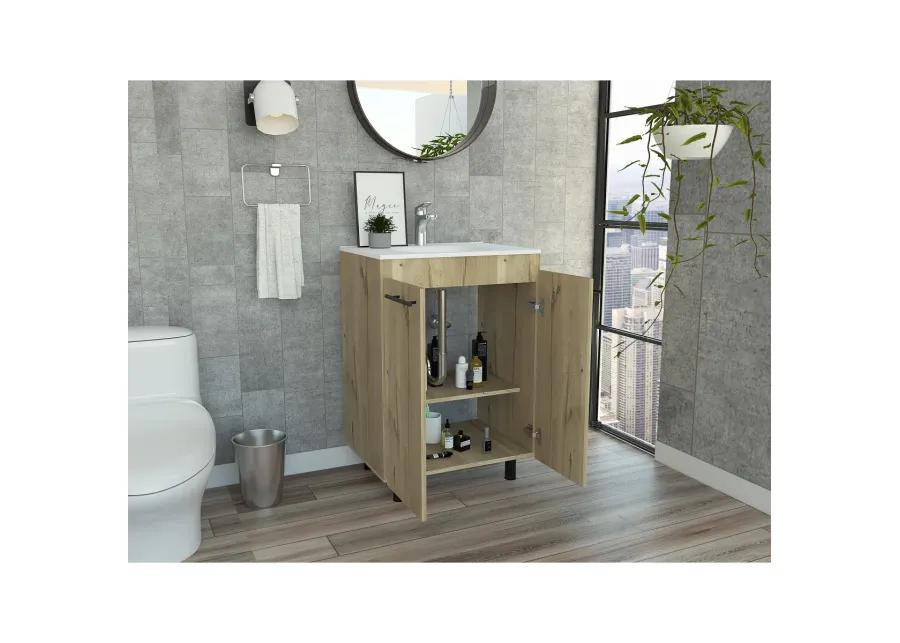 Sienna 2-Door Rectangle Freestanding Vanity Cabinet Light Oak