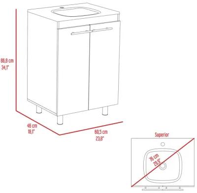 Sienna 2-Door Rectangle Freestanding Vanity Cabinet Light Oak