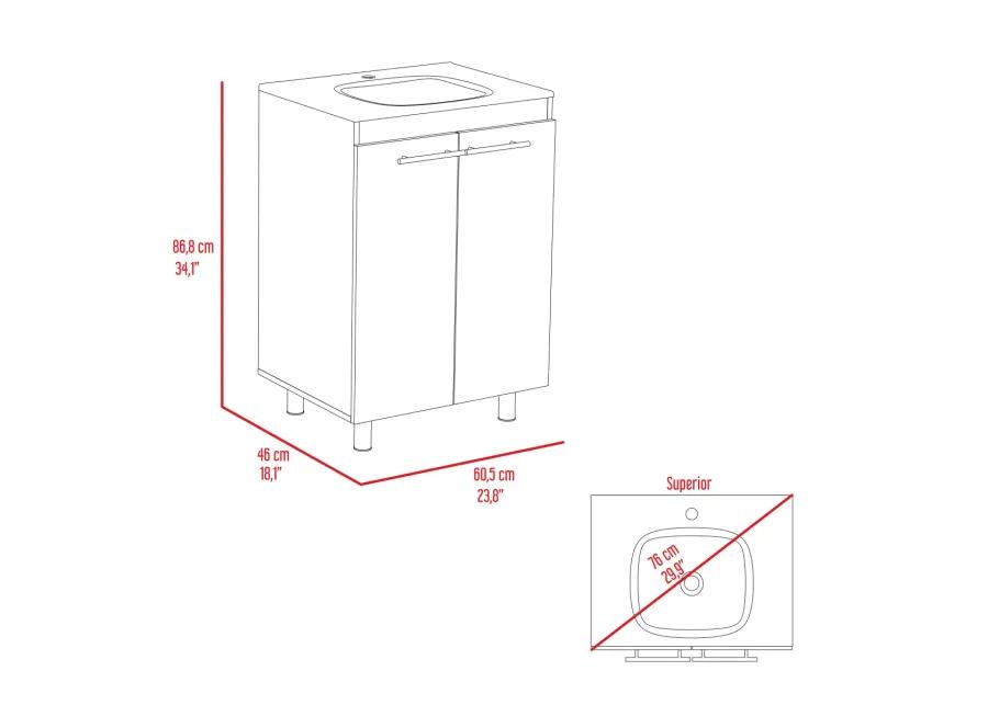 Sienna 2-Door Rectangle Freestanding Vanity Cabinet Light Oak