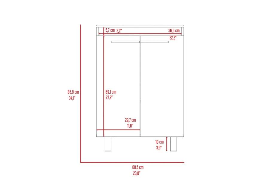 Sienna 2-Door Rectangle Freestanding Vanity Cabinet Light Oak