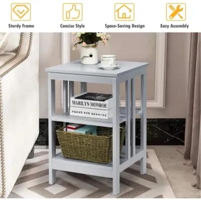 Hivvago 2 Pieces 3-Tier Nightstand with Reinforced Bars and Stable Structure