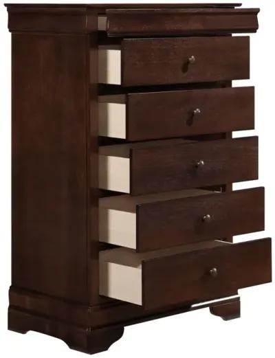 Louis Philippe Style 1pc Chest of Drawers Brown Cherry Finish Okume Veneer Bedroom Furniture