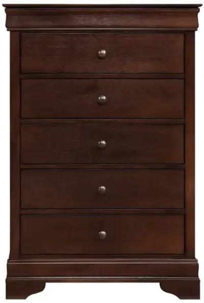 Louis Philippe Style 1pc Chest of Drawers Brown Cherry Finish Okume Veneer Bedroom Furniture