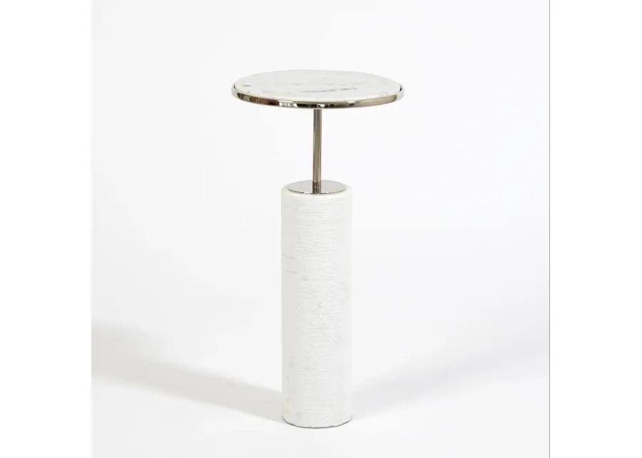 Tall Cored Marble Table-Silver