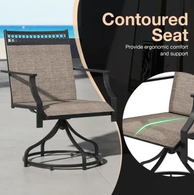 Patio Swivel Dining Chairs Set of 2 with Heavy-duty Metal Frame and Armrests