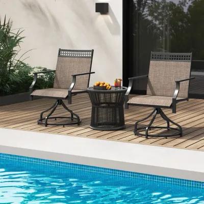 Patio Swivel Dining Chairs Set of 2 with Heavy-duty Metal Frame and Armrests