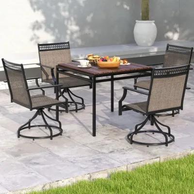 Patio Swivel Dining Chairs Set of 2 with Heavy-duty Metal Frame and Armrests