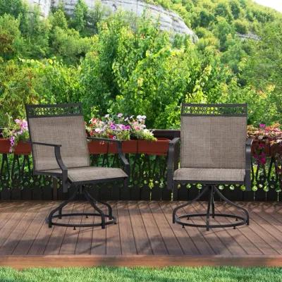 Patio Swivel Dining Chairs Set of 2 with Heavy-duty Metal Frame and Armrests