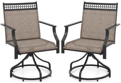 Patio Swivel Dining Chairs Set of 2 with Heavy-duty Metal Frame and Armrests