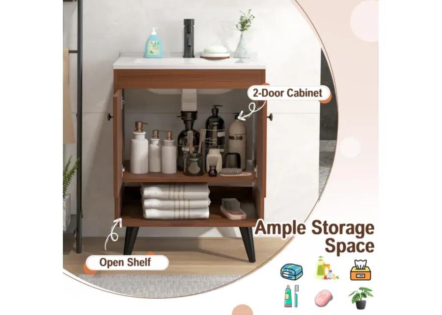 Hivvago 25 Inch Wooden Bathroom Storage Cabinet with Sink