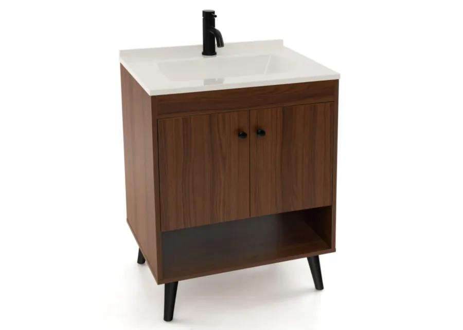 Hivvago 25 Inch Wooden Bathroom Storage Cabinet with Sink