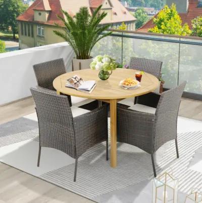 Hivvago Set of 4 Patio PE Wicker Dining Chairs with Seat Cushions and Armrests-Set of 4