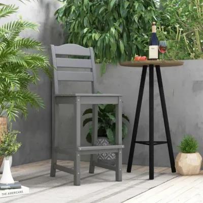 Hivvago 30 Inches Counter Height HDPE Bar Stool with Backrest and Footrest-Gray