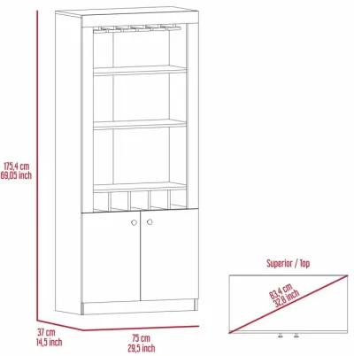 Plympton 3-Shelf Rectangle 5-Bottle Bar Cabinet Smokey Oak