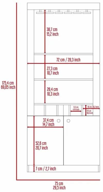 Plympton 3-Shelf Rectangle 5-Bottle Bar Cabinet Smokey Oak