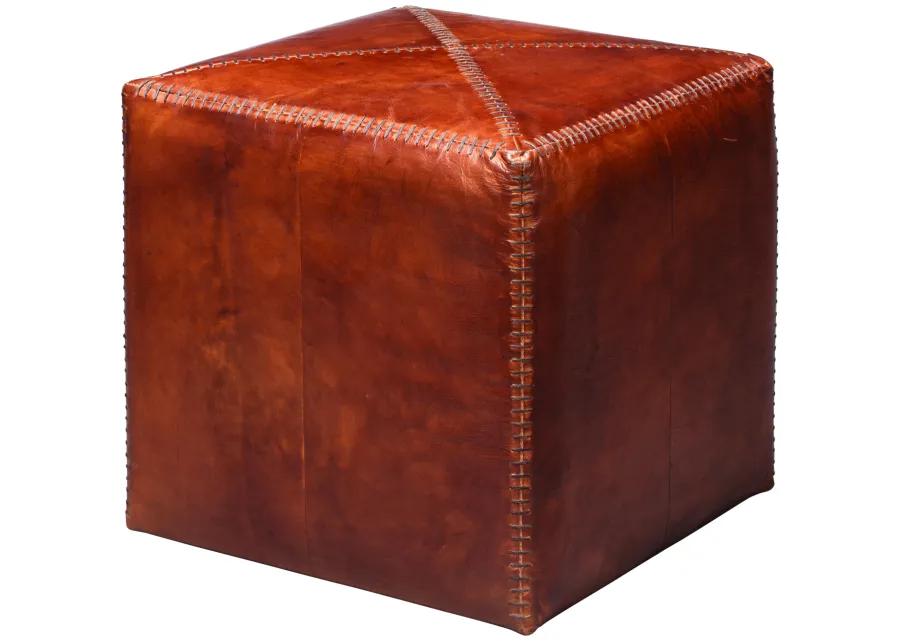 Tobacco Leather Ottoman