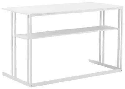 Femi 47 Inch Office Desk with Shelf, Open Steel Base, Modern White Finish - Benzara