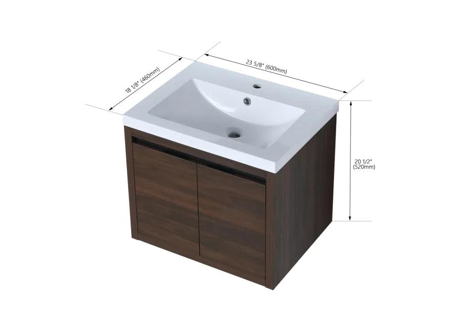 24 Inch Bathroom Cabinet with Sink, Soft Close Doors