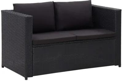 vidaXL 3 Piece Patio Lounge Set with Cushions Poly Rattan Black