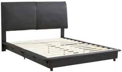 Full Size Upholstered Platform Bed with Sensor Light and Ergonomic Design Backrests, Black