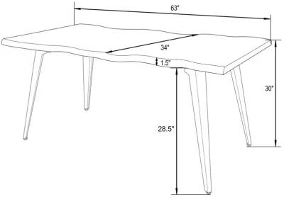 LeisureMod Ravenna Modern Rectangular Wood 63 Dining Table With Metal Legs RTM63BL