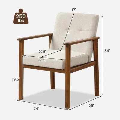 Modern Accent Linen Fabric Armchair with Solid Wood Legs and Soft Cushioned Seat