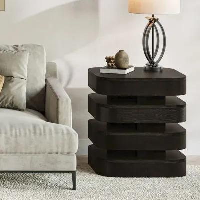 Jofran Brix Mid-Century Modern Floating Sculpture Layered Square End Table