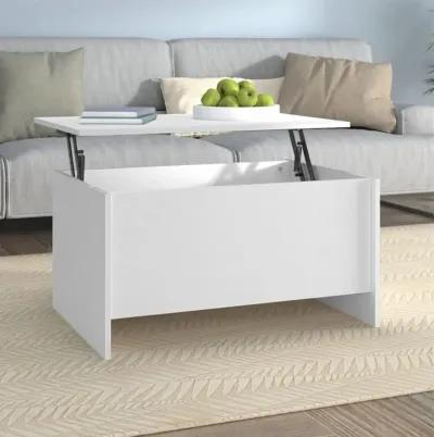 vidaXL Lift Top White Coffee Table - Modern Design Rectangular Table for Living Room, Made from Engineered Wood