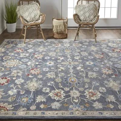 Rylan 8639F Gray/Ivory/Red 8' x 10' Rug