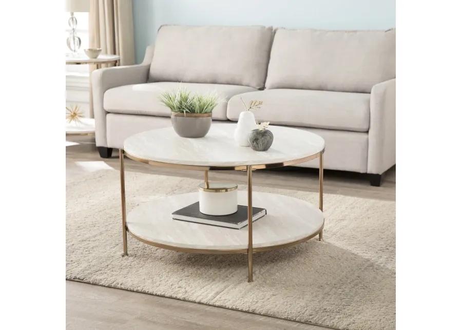 Homezia 33" White Solid Manufactured Wood And Metal Square Coffee Table