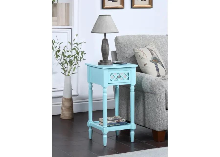 Convenience Concepts French Country Khloe Deluxe 1 Drawer Accent Table with Shelf, Aqua Blue