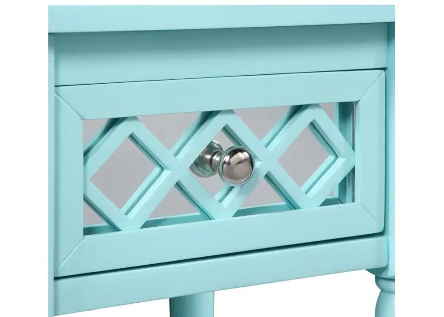 Convenience Concepts French Country Khloe Deluxe 1 Drawer Accent Table with Shelf, Aqua Blue