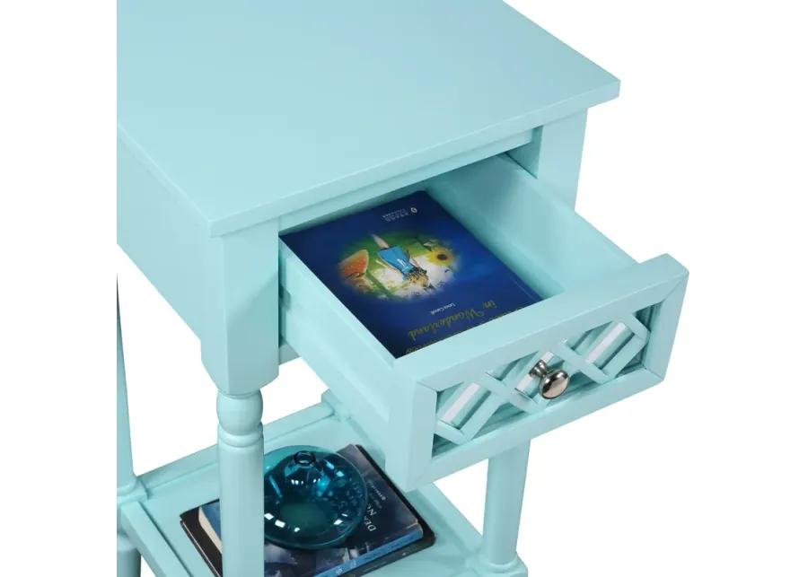 Convenience Concepts French Country Khloe Deluxe 1 Drawer Accent Table with Shelf, Aqua Blue