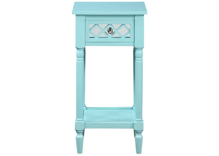 Convenience Concepts French Country Khloe Deluxe 1 Drawer Accent Table with Shelf, Aqua Blue