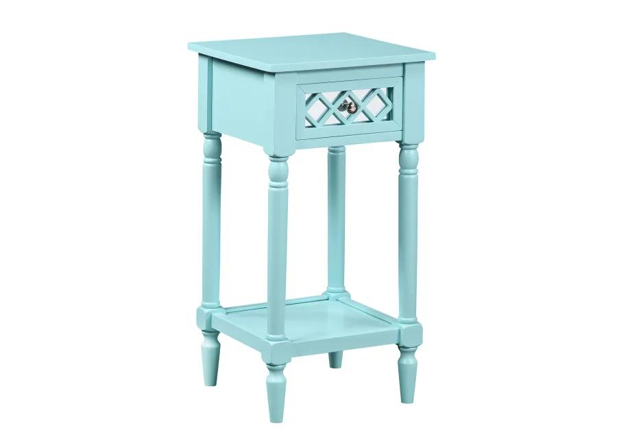 Convenience Concepts French Country Khloe Deluxe 1 Drawer Accent Table with Shelf, Aqua Blue