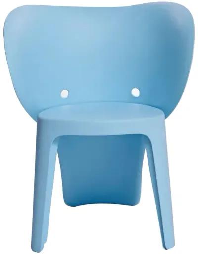 Fyna 16 Inch Kids Chair with Curved Back, Elephant Trunk Design, Blue - Benzara