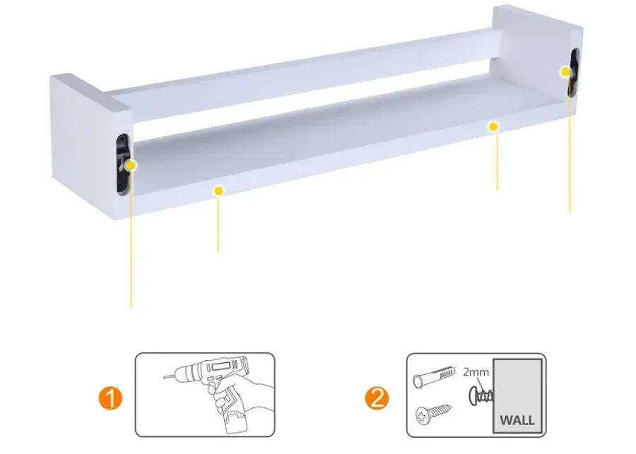 18" Wall Mount Decorative Spice Rack / Home D�cor Organizer Rack Shelf� White