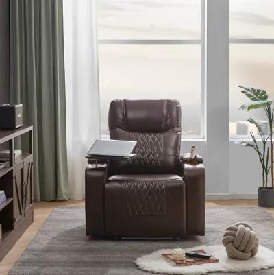 Merax Power Motion Recliner with USB Charging Port and Hidden Arm Storage 2 Convenient Cup Holders Design and 360° Swivel Tray Table