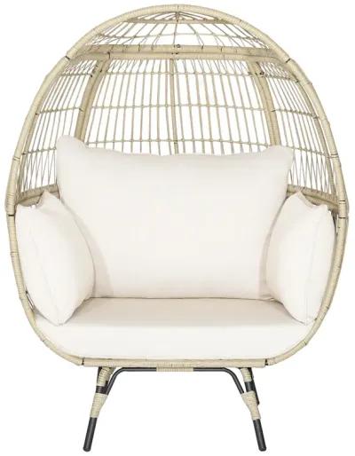 Oversized Patio Rattan Egg Lounge Chair with 4 Cushions