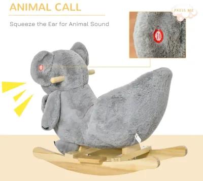 Gray Toddler Toy: Koala Plush Rocking Horse with Sounds