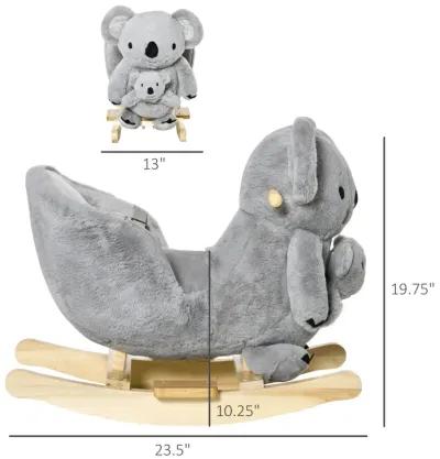 Gray Toddler Toy: Koala Plush Rocking Horse with Sounds