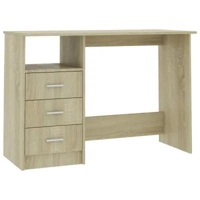 vidaXL Desk with Drawers Sonoma Oak 43.3"x19.6"x29.9" Chipboard, 800561