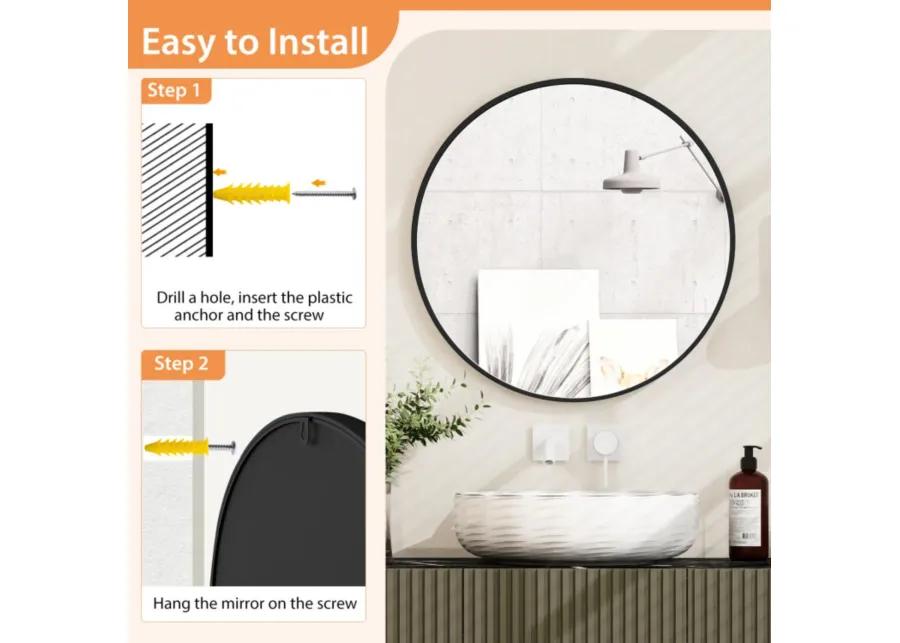 Hivvago 24" Black Circle Bathroom Mirror with Explosion-proof Film