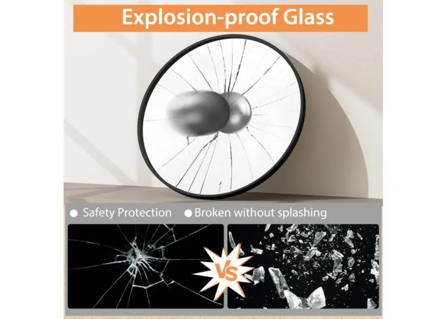 Hivvago 24" Black Circle Bathroom Mirror with Explosion-proof Film