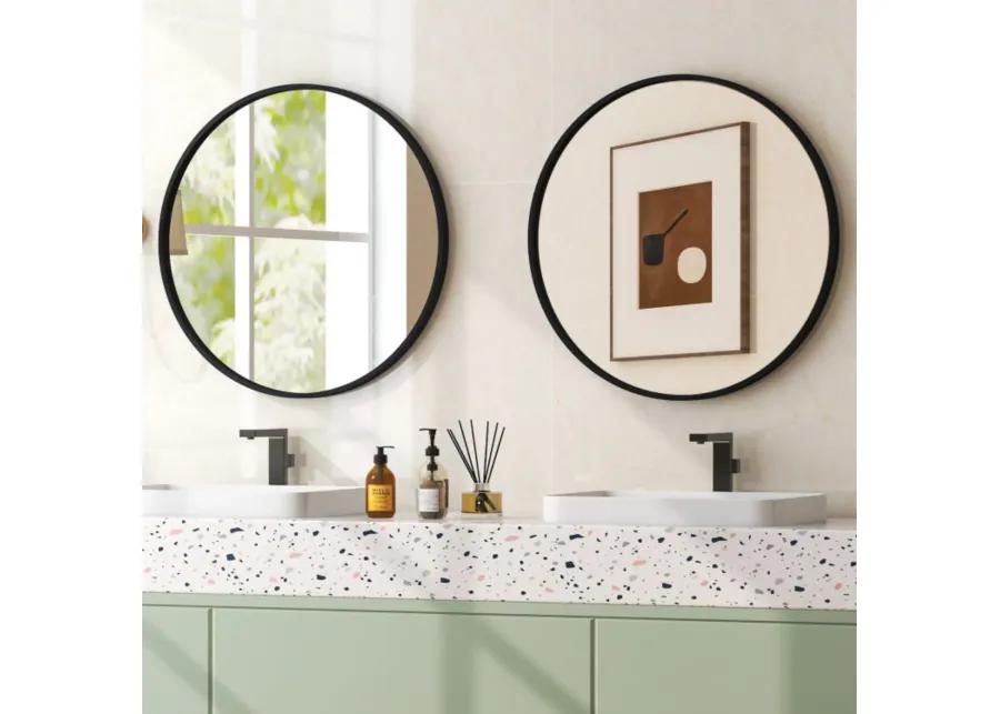 Hivvago 24" Black Circle Bathroom Mirror with Explosion-proof Film