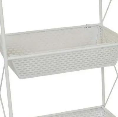 30 Inch Plant Stands Set of 2, Open Metal Frame, 6 Square Baskets, White - Benzara