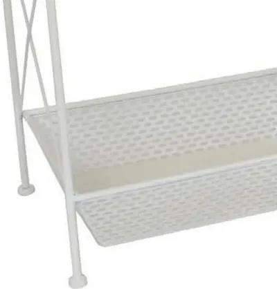 30 Inch Plant Stands Set of 2, Open Metal Frame, 6 Square Baskets, White - Benzara