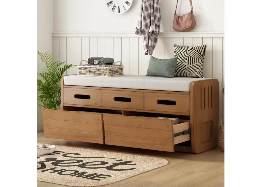 Merax Rustic Storage Bench with 2 Drawers